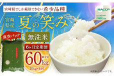 【学校給食提供】＜【6ヶ月定期便】令和7年産 宮崎県産 夏の笑み（無洗米）2kg×5袋 計10kg（真空パック）＞2025年9月上旬以降順次 第1回目発送（8月は下旬頃） 米 夏の笑み 無洗米 精米 希少 品種 白米 お米 ご飯 宮崎県産