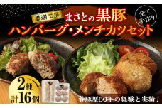 ＜まさとの黒豚ハンバーグ・メンチカツセット 2種計16個＞翌々月末迄に順次出荷