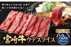 【4ヶ月定期便】＜宮崎牛ウデスライス 500g（1パック：500g×4回）＞ お申込みの翌月下旬頃に第一回目発送（12月は中旬頃） 牛肉 お肉 肉 和牛 新生活応援 卒業祝い 就職祝い 入学 卒業 お花見 引越し