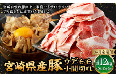 【3ヶ月定期便】＜宮崎県産豚 ウデモモ 小間切れ 400g×10袋（10袋×3回）＞ お申込みの翌月下旬頃に第一回目発送（12月は中旬頃） 豚肉 お肉 肉 新生活応援 卒業祝い 就職祝い 入学 卒業 お花見 引越し