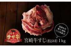 ＜宮崎牛＞牛すじ（煮込み用） 合計1kg（500g×2パック）※60日以内出荷【B227】