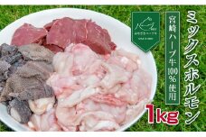 小分けで便利＜宮崎ハーブ牛＞ミックスホルモン 計1kg（200g×5パック）※90日以内出荷【C201】