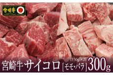 ＜宮崎牛＞2種類の部位を堪能！サイコロ肉 300g【B462-60】