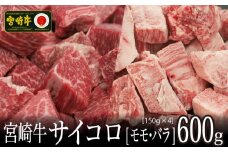 ＜宮崎牛＞2種類の部位を堪能！サイコロ肉 600g【B463-60】