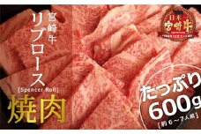 ＜宮崎牛＞リブロース焼肉 600g【D84-60】