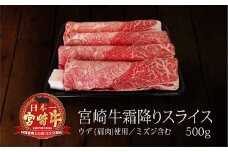 ＜宮崎牛＞ウデ霜降りスライス 500g【C296-60】