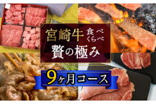 ＜宮崎牛＞食べ比べ贅の極み 9ヶ月コース【G21】