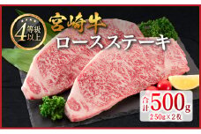宮崎牛 ロースステーキ 計500g（250g×2枚）肉質等級4等級 国産 人気 おすすめ【C346-30】