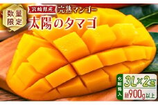 数量限定 宮崎県産 完熟マンゴー＜太陽のタマゴ＞3L×2玉 計900g以上 ※2026年4月下旬配送開始 化粧箱入 フルーツ くだもの【E168-26】
