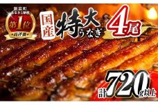 特大 うなぎ 鰻楽 国産 蒲焼 4尾 人気 無頭 計720g以上 高評価 おすすめ 冷凍 簡単調理 個包装 鰻 魚介 贈答品 ギフト 贈り物【C388】
