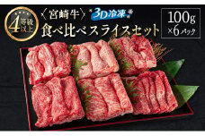 ＜3D冷凍＞宮崎牛 食べ比べ スライス セット(100g×6種類) 4等級 A4ランク 牛肉 ブランド すき焼き しゃぶしゃぶ【C350-2502】