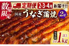 【2025年1月31日受付終了】＜数量限定＞うなぎ 定期便 国産 鰻 蒲焼 2尾セット定期便 （2025年2月,3月,4月お届け）全3回 合計1kg以上 魚介 贈答品 ギフト ウナギ 期間限定 鰻楽【E194-25】