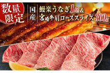鰻楽 国産 うなぎ 1尾 140g ＆ 宮崎牛 肩ロース スライス 300g 国産 肉 牛肉 ご飯 おかず【C393-30】