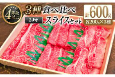 宮崎黒毛和牛『こゆ牛』3種食べ比べ スライスセット 計600g（肩ロース・モモ・バラ）各200g A4等級以上【C405】