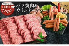 ブランド牛「黒毛和牛ひなた」バラ焼肉＆ウインナーアソートセット【C415】