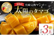 [定期便全3回] 宮崎完熟マンゴー「太陽のタマゴ」2Lサイズ 合計3玉 特産 国産 果物 フルーツ 旬 産地直送【E222】