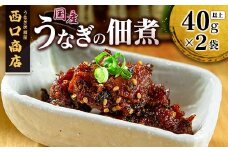 うなぎ居酒屋西口商店の「うなぎの佃煮」40g以上×2袋 国産 数量限定 宮崎県産【B654】