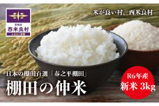 令和6年産  宮崎県西米良村産 棚田の伸米 3kg（1袋） 令和6年（2024）産　米が良い村、西米良村