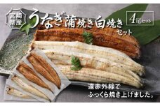 宮崎県産 うなぎ 白焼き 蒲焼き 4尾セット K10_0013_2 