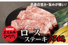 宮崎県産 ブランド牛「黒毛和牛ひなた」ロースステーキ 計540g(180g×3枚) K34_0004