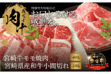 宮崎牛モモ焼肉400g 宮崎県産和牛小間切れ100g K18_0027_5