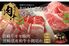 宮崎牛モモ焼肉400g 宮崎県産和牛小間切れ100g K18_0027_5