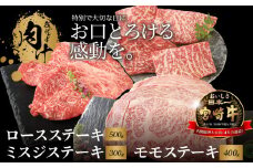 宮崎牛 ロースステーキ500g ミスジステーキ300g モモステーキ400g K18_0033_3