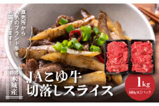 JAこゆ牛 特選木城産 切落し500g×2 【計1kg】スライス_K56_0011