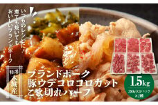 特選木城産 豚ウデコロコロカット・こま切れ 各250g×3【計1.5kg】K56_0017