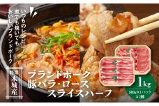 特選木城産 豚バラ・ロースハーフスライス 各500g K56_0020_1