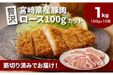 贅沢宮崎県産豚肉ロース100gカット10枚 K16_0149