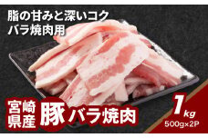 宮崎県産豚バラ焼肉 1kg K16_0186