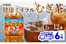 健康ミネラル むぎ茶2L×6本×2ケースPET [6ケ月定期便] 飲料類 お茶 麦茶