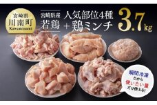 宮崎県産 若鶏 便利な4種と鶏ミンチセット 肉 鶏 鶏肉