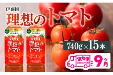 【9ヶ月定期便】PET理想のトマト740ｇ×15本 【 飲料類 ソフトドリンク 野菜ジュース トマトジュース 】