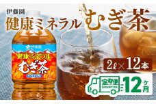 健康ミネラル麦茶 むぎ茶2L×6本×2ケースPET [12ケ月定期便] むぎ茶 飲料類 お茶 麦茶