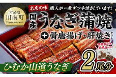 名店の味 国産鰻 宮崎県産うなぎ蒲焼２尾と骨唐揚げ・肝焼のウナギセット 【 国産 うなぎ ウナギ 鰻 】