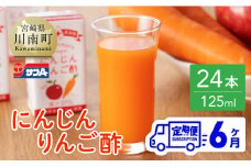 【6ヶ月 定期便 】サンA にんじんりんご酢 紙パック （125ml×24本）【 全6回 飲料 にんじん 人参  ニンジン りんご酢 黒酢 りんご果汁 紙パック 長期保存 備蓄 送料無料 】