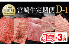 【定期便】宮崎牛３ヶ月定期便Ｄ‐１(ヒレステーキ/ウデスライス/ロースステーキ/肩ローススライス/モモスライス/ウデ焼肉/肩ロース焼肉/モモステーキ)【 国産 九州産 肉 牛 宮崎県産 牛肉 黒毛和牛 ミヤチク 全3回 】