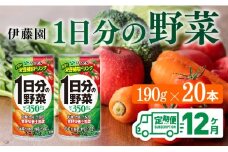 【12ヶ月定期便】伊藤園 1日分の野菜 190ｇ×20本 【 全12回 伊藤園 飲料類 野菜ジュース ミックスジュース 飲みもの 缶】