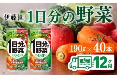 【12ヶ月定期便】伊藤園 1日分の野菜 190ｇ×40本【定期便 全12回 野菜飲料 野菜ジュース 野菜汁 ジュース 飲料 ソフトドリンク 野菜ミックスジュース】