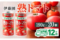【12ヶ月定期便】伊藤園 熟トマト 190ｇ×20本【定期便 全12回 野菜飲料 野菜ジュース 野菜汁 ジュース トマトジュース 飲料 ソフトドリンク 完熟トマト】