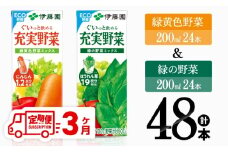 【3ヶ月定期便】緑黄色野菜＆緑の野菜（紙パック）48本 【 飲料類 野菜 ミックス 緑の野菜 ジュース セット 詰め合わせ 飲みもの 全3回 】