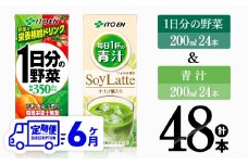 【6ヶ月定期便】1日分の野菜＆青汁（紙パック）48本 【 飲料類 野菜 青汁 野菜 ジュース セット 詰め合わせ 飲みもの 全6回 】