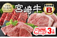【3ヶ月定期便】 宮崎牛用途別便B【肉 牛肉 国産 宮崎県産 宮崎牛 黒毛和牛 和牛 焼肉 BBQ ステーキ 4等級  A4ランク ロース ウデ モモ E11128】