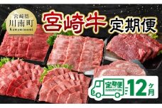【12ヶ月定期便】宮崎牛定期便【 肉 牛肉 国産 宮崎県産 宮崎牛 黒毛和牛 和牛 焼肉 しゃぶしゃぶ すきしゃぶ 焼しゃぶ 4等級 A4ランク 】