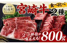 宮崎牛カルビ焼肉・モモスライスセット合計800ｇ【 肉 牛肉 国産 黒毛和牛 宮崎牛 焼肉 しゃぶしゃぶ すき焼き 焼きしゃぶ 宮崎県 川南町 】