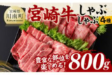宮崎牛しゃぶしゃぶ食べ比べ4種盛 合計800ｇ【 肉 牛肉 国産 黒毛和牛 宮崎牛 すき焼き しゃぶしゃぶ 焼きしゃぶ 食べ比べ 宮崎県 川南町 】