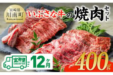 【12ヶ月定期便】いぶさな牛の焼肉セット400g 【 宮崎県産 牛 焼肉 黒毛和牛 定期便 】