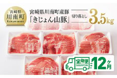 【12ヶ月定期便】宮崎県産豚肉「きじょん山豚」切り落とし　計3.5kg（500g×7パック）【 肉 豚 豚肉 切り落とし 】